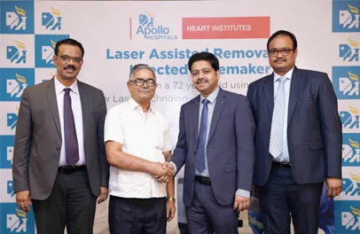 Apollo Hospitals, Chennai has successfully performed first-of-its-kind interventional procedure with laser technology on a 72-year-old patient, with an infected pacemaker.